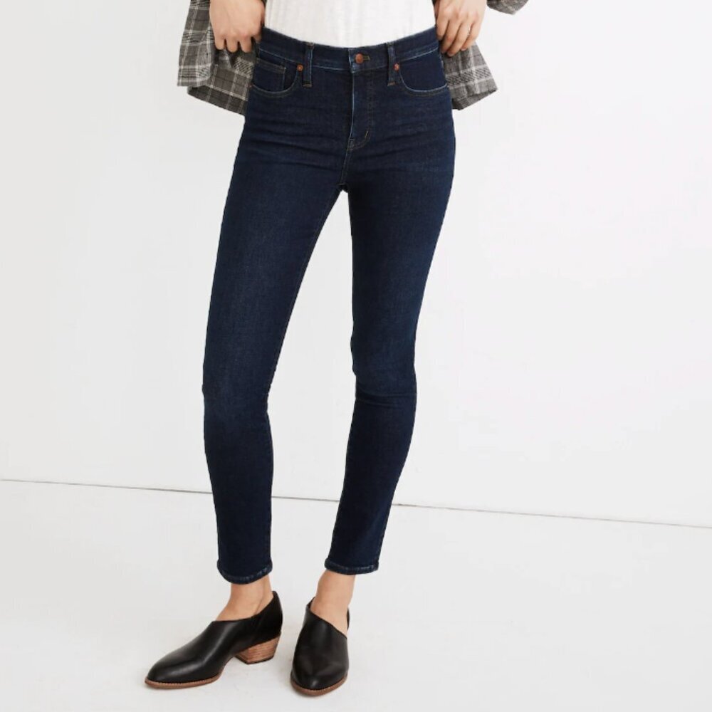 Madewell NWT 9" Mid-Rise Skinny Jeans: TENCEL Denim Edition, Dark Blue Wash, 24